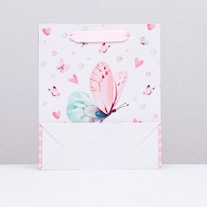 Пакет ламинированный вертикальный «Пастельные бабочки», 21x25x8 см
