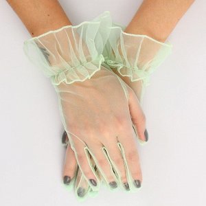 Перчатки женские прозрачные, зелёные, короткие
