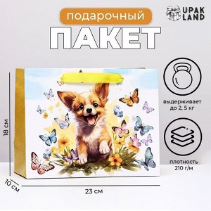 Пакет ламинированный горизонтальный "Собачка", 23 х 18 х 10 см