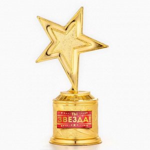Кубок наградная фигура: звезда «Ты звезда!» золото, пластик, 16 х 6 см.