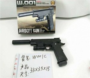 Хт7614 W001C--Пистолет мех. с глушителем, лазер. прицелом, кор.