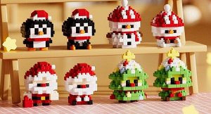 Конструктор 3D мини блоки mini block Disney елочка, снеговик Дед мороз