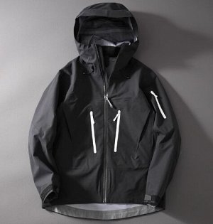 Куртка водонепроницаемая, ветрозащитная (мембрана GORE-TEX) внутри подклад, с капюшоном, черный