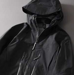 Куртка водонепроницаемая, ветрозащитная (мембрана GORE-TEX) внутри подклад, с капюшоном, черный