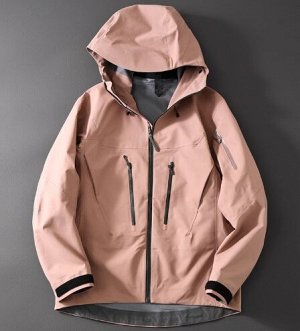 Куртка водонепроницаемая, ветрозащитная (мембрана GORE-TEX) внутри подклад, с капюшоном, розовый