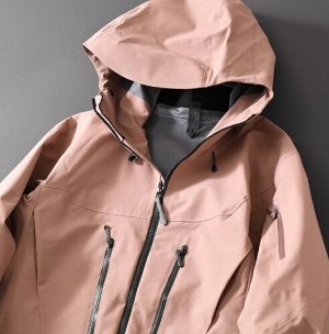 Куртка водонепроницаемая, ветрозащитная (мембрана GORE-TEX) внутри подклад, с капюшоном, розовый
