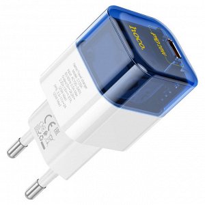 Сетевое зарядное устройство Hoco C125A Transparent tribute PD20W, быстрая зарядка современных гаджетов, компактное и мощное, 73×30×34 мм