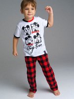 Комплект Family look для мальчика: футболка, брюки белый,черный,красный