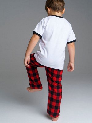 Комплект Family look для мальчика: футболка, брюки белый,черный,красный