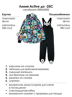 Комплект текстильный с полиуретановым покрытием для мальчиков: куртка, полукомбинезон разноцветный