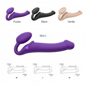 Вибрострапон Strap-On-Me с 3 моторами, фиолетовый L, L 17 см, Ø 4,2 см