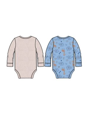 Боди детское трикотажное для мальчиков, 2 шт в комплекте синий,бежевый