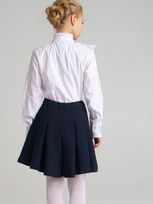 Блузка текстильная с рюшами и бусинами для девочки белый