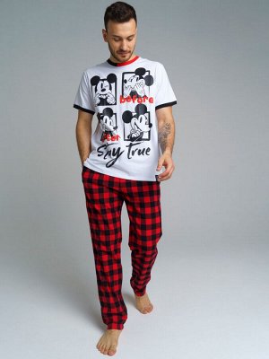 Комплект Family look мужской: футболка, брюки черный,красный,белый