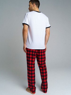 Комплект Family look мужской: футболка, брюки черный,красный,белый