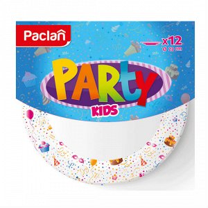 ПАКЛАН Тарелка Kids Party бумажная цветная 230мм 12шт/уп