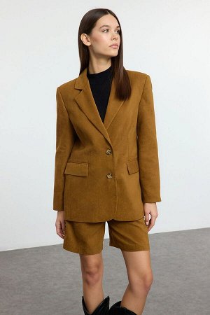 Trendyolmilla Коричневый замшевый тканый пиджак-пиджак