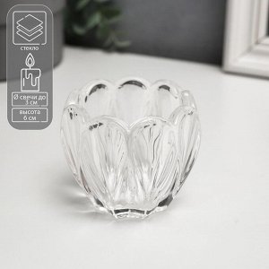 Стеклянный подсвечник на 1 свечу «Бутон тюльпана», прозрачный, 6?7.3?7.3 см