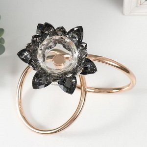 Подсвечник металл, акрил на 1 свечу «Чёрный лотос», d=4 см, золото, 19x19 см