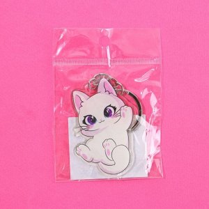Брелок для ключей детский акриловый "Котик", 5,1 х 6,2 см