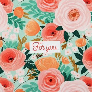 Бумага упаковочная глянцевая двухсторонняя «For you», 70 х 100 см