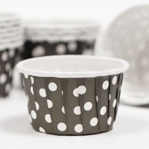 Форма для выпечки ""Маффин"", черный в белый горох, 3,8 х 3 см, 100шт.