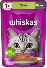 Влажный корм для кошек Whiskas паштет, утка, 75г