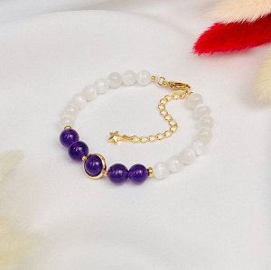 Браслет из Селенита и Аметиста