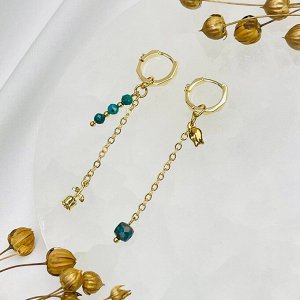 Серьги длинные из Хризоколлы