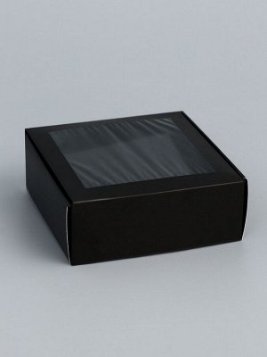 Коробка для бижутерии с PVC окном 8x8x3 см, чёрный