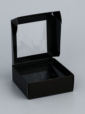 Коробка для бижутерии с PVC окном 8x8x3 см, чёрный
