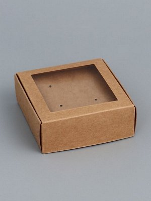 Коробка для бижутерии с PVC окном 8x8x3 см, крафт