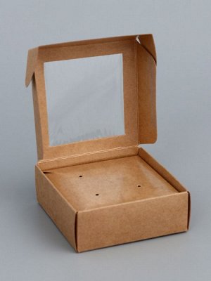Коробка для бижутерии с PVC окном 8x8x3 см, крафт