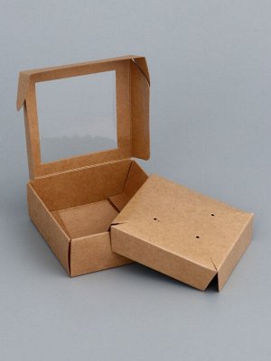 Коробка для бижутерии с PVC окном 8x8x3 см, крафт