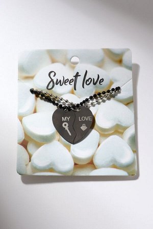 Кулоны парные «Love», 45 см, цвет чёрный/серебряный