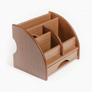 Органайзер 5 секций, 1 выдвижной ящик, серия Ясень шимо МИКС, 20*16,5*15,5см