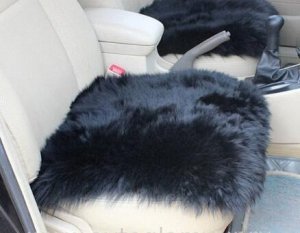 Подушка на переднее сидение из натуральной овчины,черная