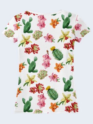 3D футболка Кактусы и цветочки