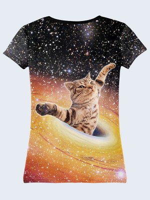 3D футболка Кот в космической воронке