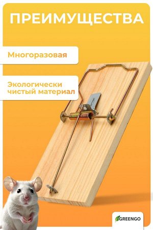 Крысоловка, 17x8 см, дерево, Greengo