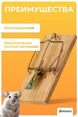 Мышеловка, 9.8x4.7 см, дерево, Greengo