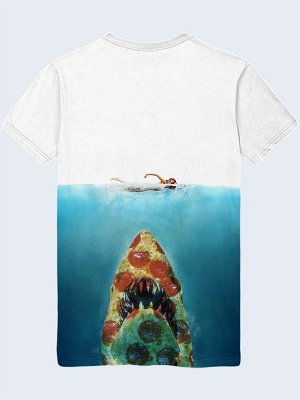 3D футболка Акула из пиццы