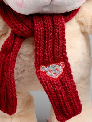 Мягкая игрушка Little Friend, зайка на лыжах, красный шарф, 38 см