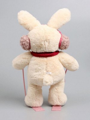 Мягкая игрушка Little Friend, зайка на лыжах, красный шарф, 38 см