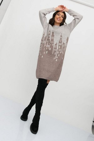 Платье 3-134/кофе-молочный