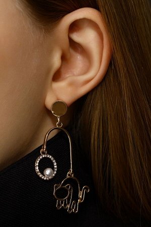 Серьги ассорти «Сиеста» игривые кошки, цвет белый в золоте