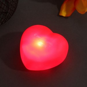 Фигурка светящаяся RISALUX «Сердце. С тобой лучше», LED-ночник, 2хLR44, 7x7x3.5 см