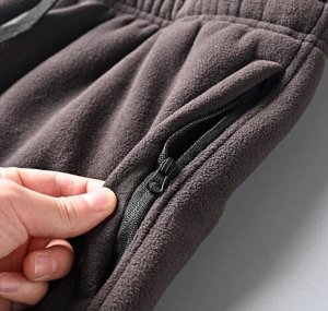 Джоггеры флисовые теплые, внутри толстый флис, пояс на резинке, серый