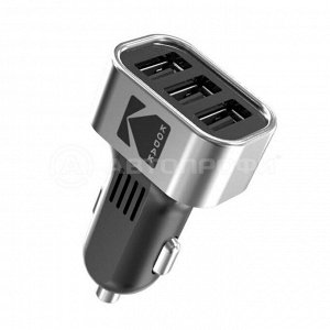 Автомобильное зарядное устройство KODAK для телефона/планшета, USBх3, Quick Charge 3.0. 