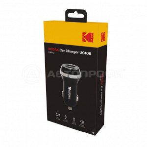 Автомобильное зарядное устройство KODAK для телефона/планшета, USBх2, Quick Charge 3.0. 